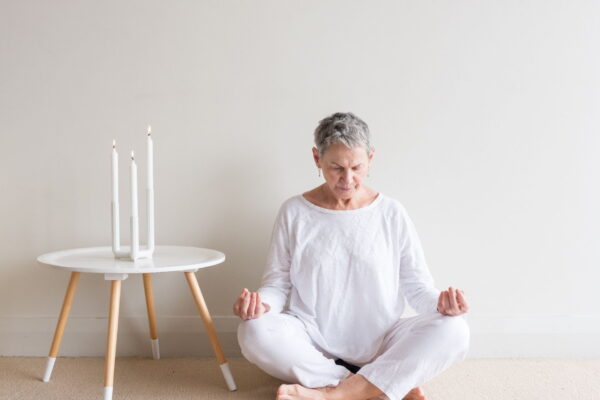 Lady practising yoga meditation